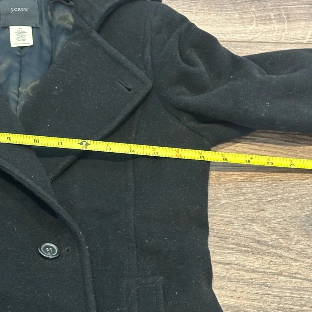 J. Crew Wool Black Double Breasted Pea Coat Size Petite 0 - Picture 6 of 7